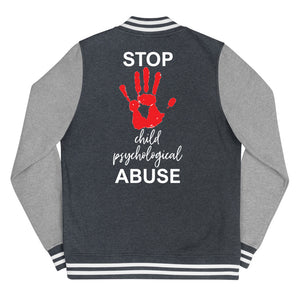 STOP CHILD PSYCHOLOGICAL ABUSE WOMEN'S LETTERMAN JACKET